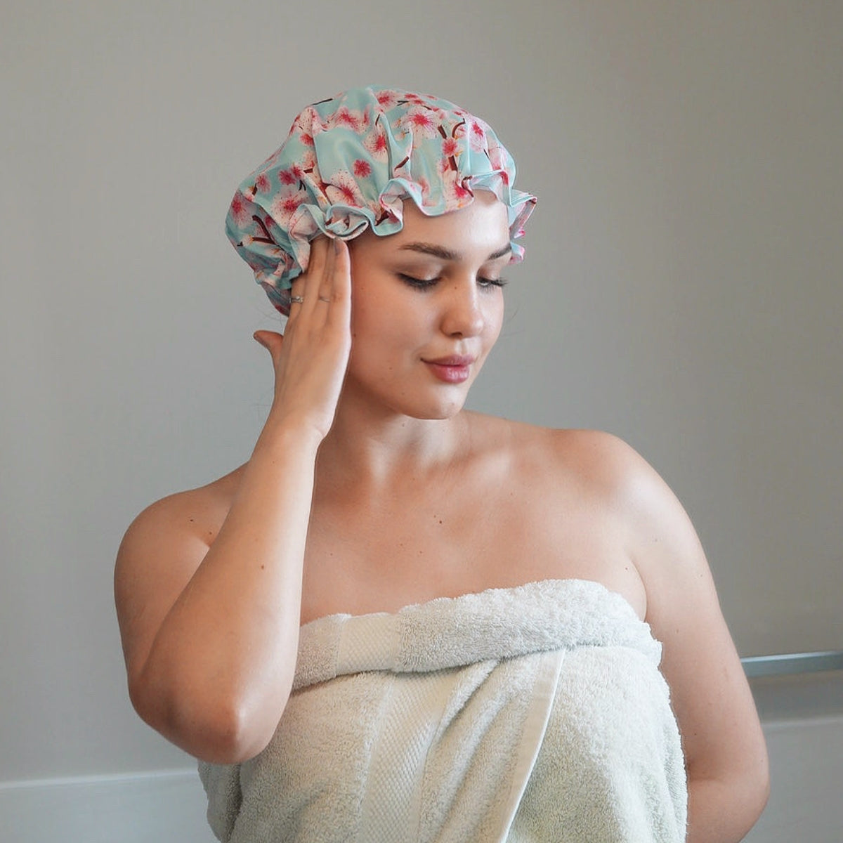Shower Cap - Cherry Blossom Print - Shower Caps