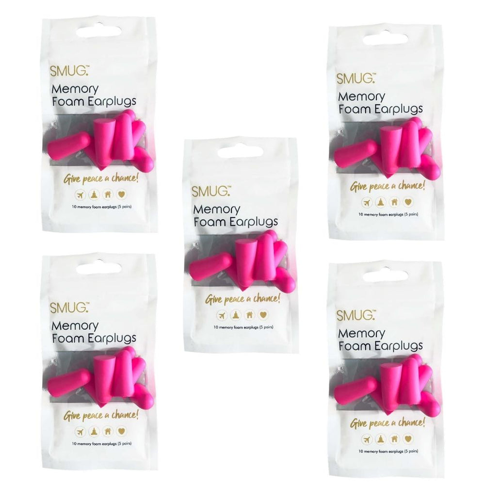 Bouchons d'oreilles en mousse à mémoire de forme - Rose vif (paquet de 5)