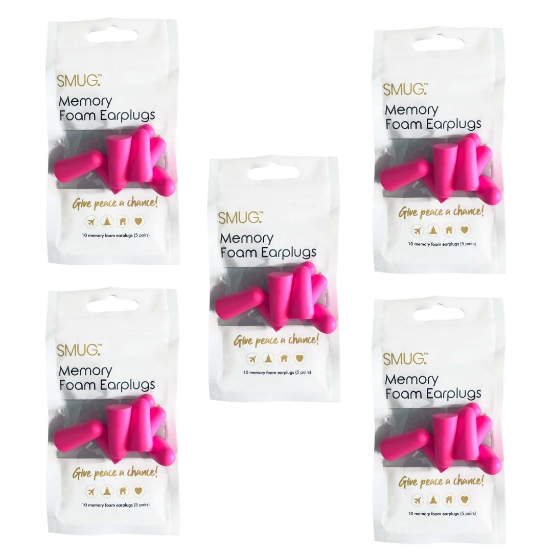 Memory Foam Earplugs - Bright Pink (5 packs) - Earplugs