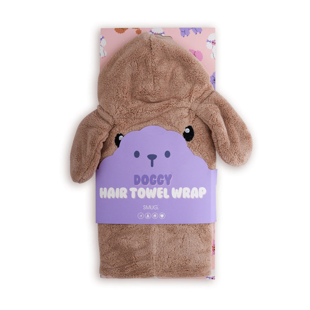 Serviette fantaisie enveloppante pour cheveux, chien