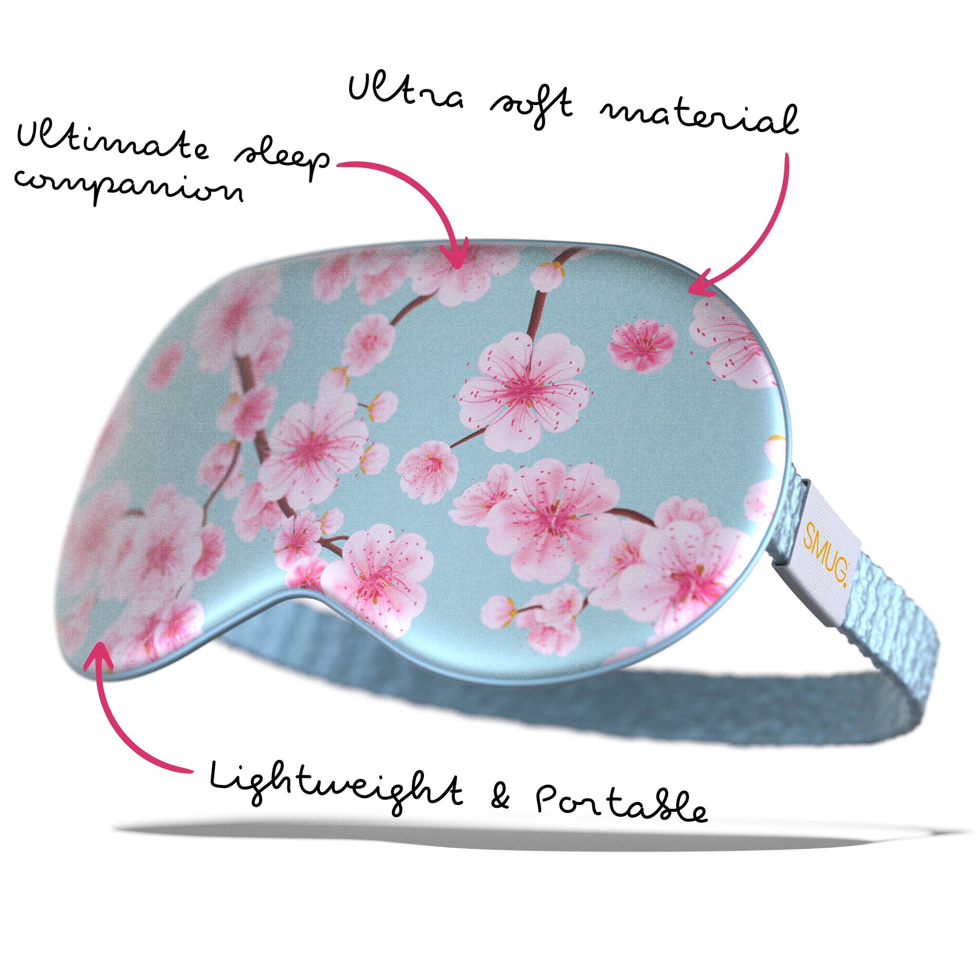 Satin Sleep Mask - Cherry Blossom Print - Satin Sleep Mask
