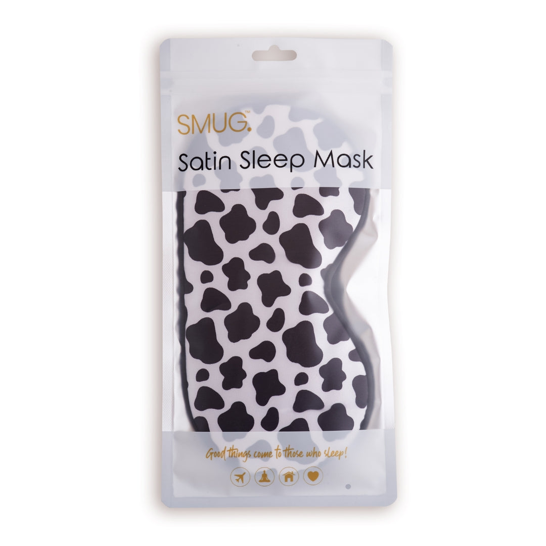 Satin Sleep Mask - Cow Print for Relaxation - Satin Sleep Mask