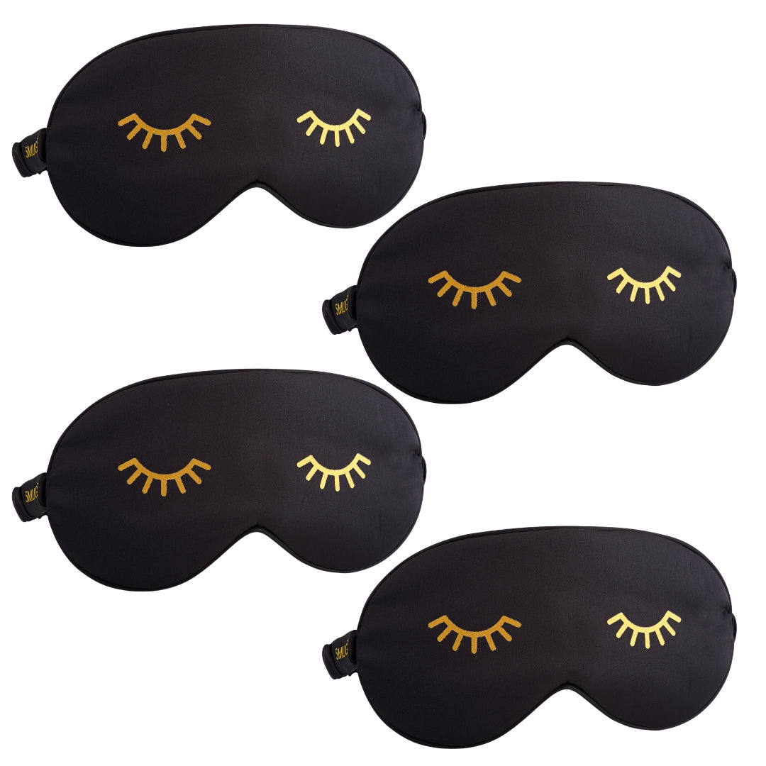 Satin Sleep Mask Multipack Sets - Various Designs Wink Black - Satin Sleep Mask Set