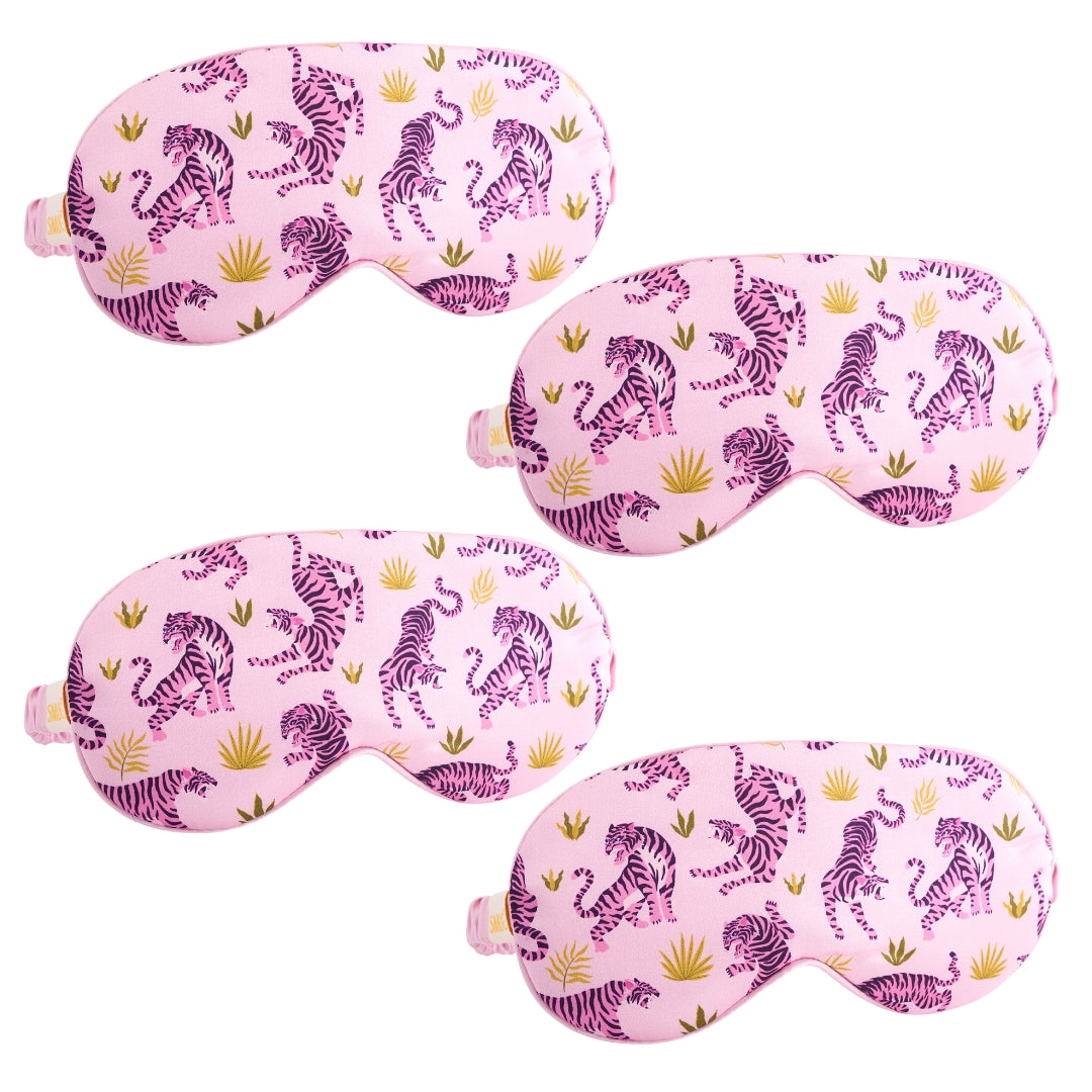 Satin Sleep Mask Multipack Sets - Various Designs Pink Tiger - Satin Sleep Mask Set