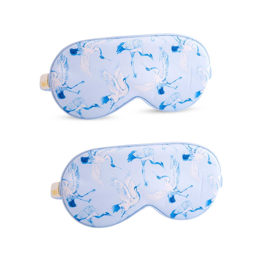 Satin Sleep Mask Twin Pack Sets - Various Designs Cranes - Satin Sleep Mask Set
