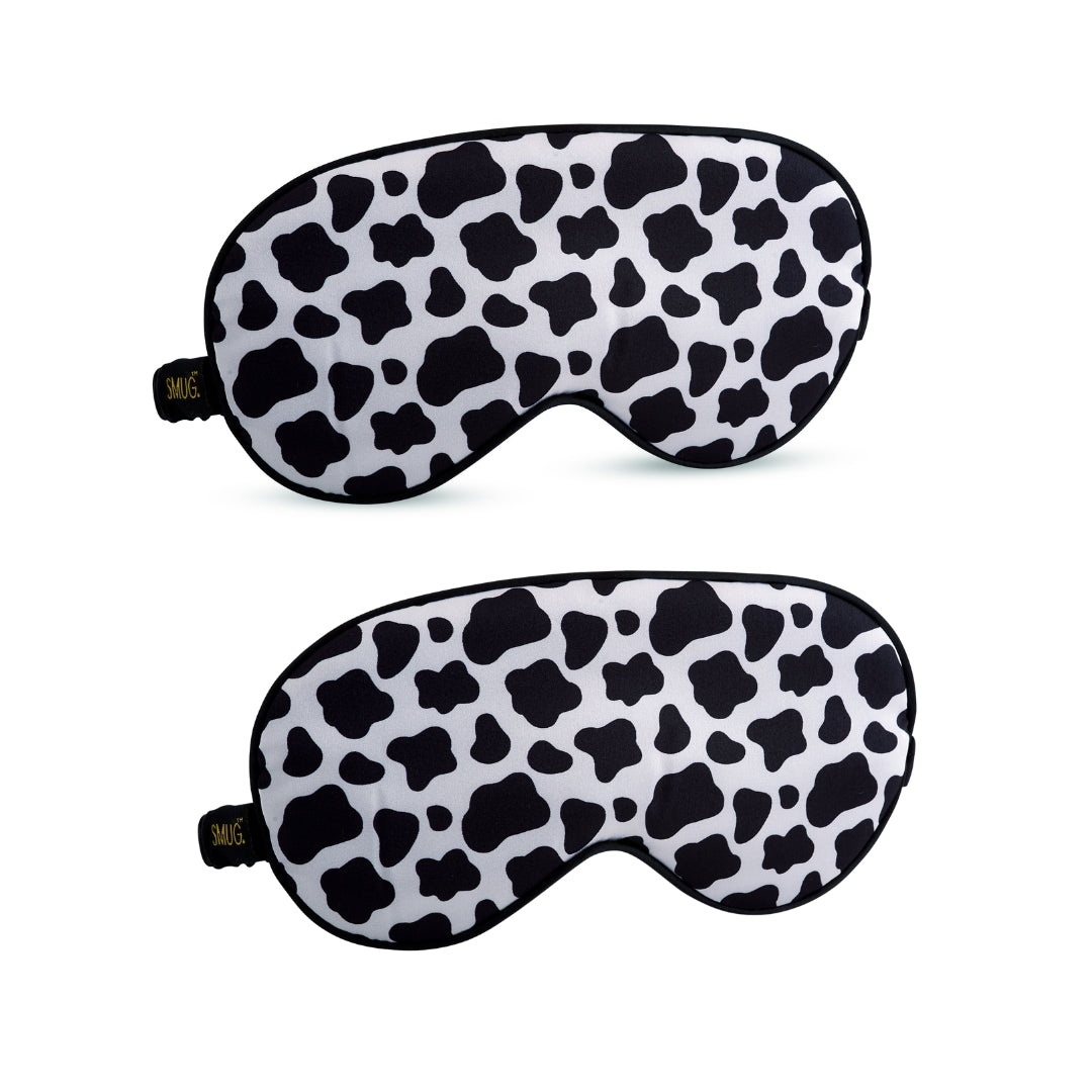 Satin Sleep Mask Twin Pack Sets - Various Designs Cow - Satin Sleep Mask Set