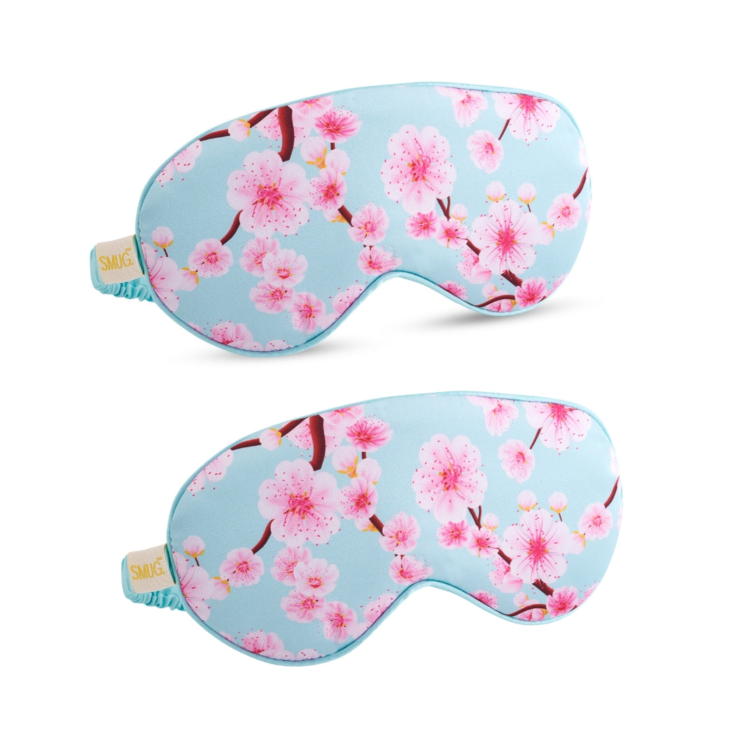 Satin Sleep Mask Twin Pack Sets - Various Designs Cherry Blossom - Satin Sleep Mask Set