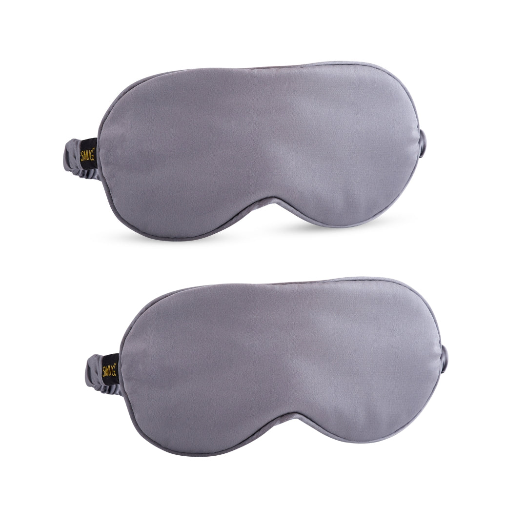 Satin Sleep Mask Twin Pack Sets - Various Designs Grey - Satin Sleep Mask Set