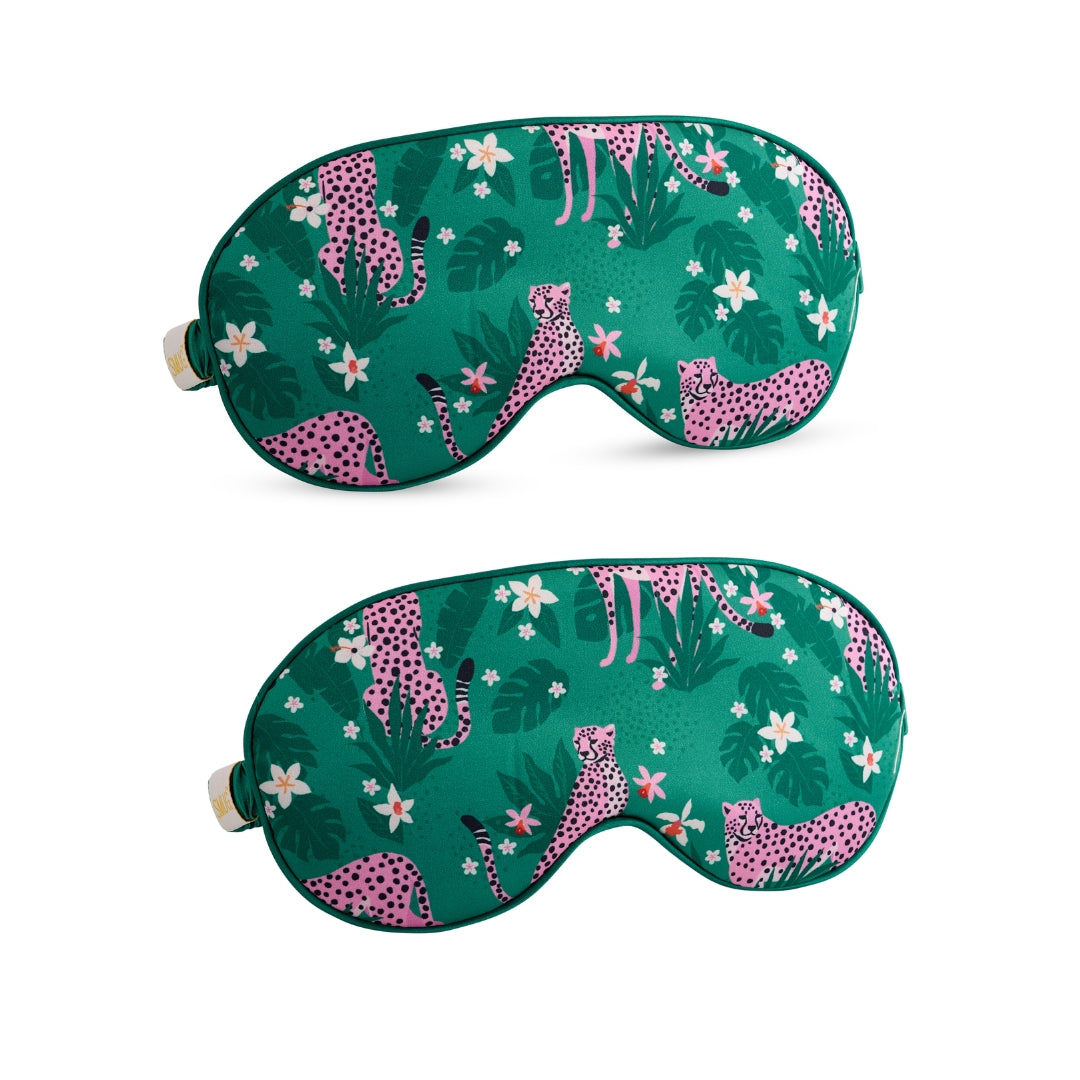 Satin Sleep Mask Twin Pack Sets - Various Designs Cheetah - Satin Sleep Mask Set