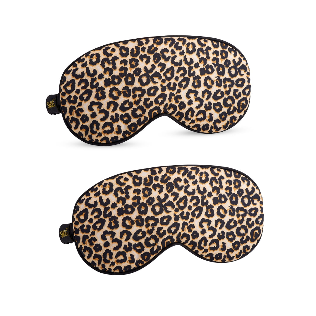 Satin Sleep Mask Twin Pack Sets - Various Designs Leopard - Satin Sleep Mask Set