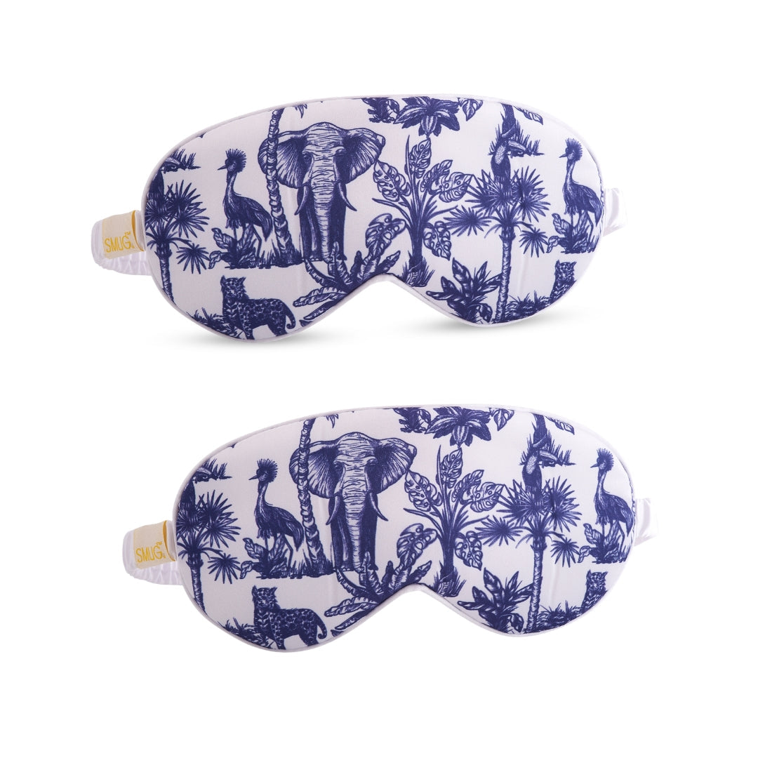 Satin Sleep Mask Twin Pack Sets - Various Designs Elephant - Satin Sleep Mask Set