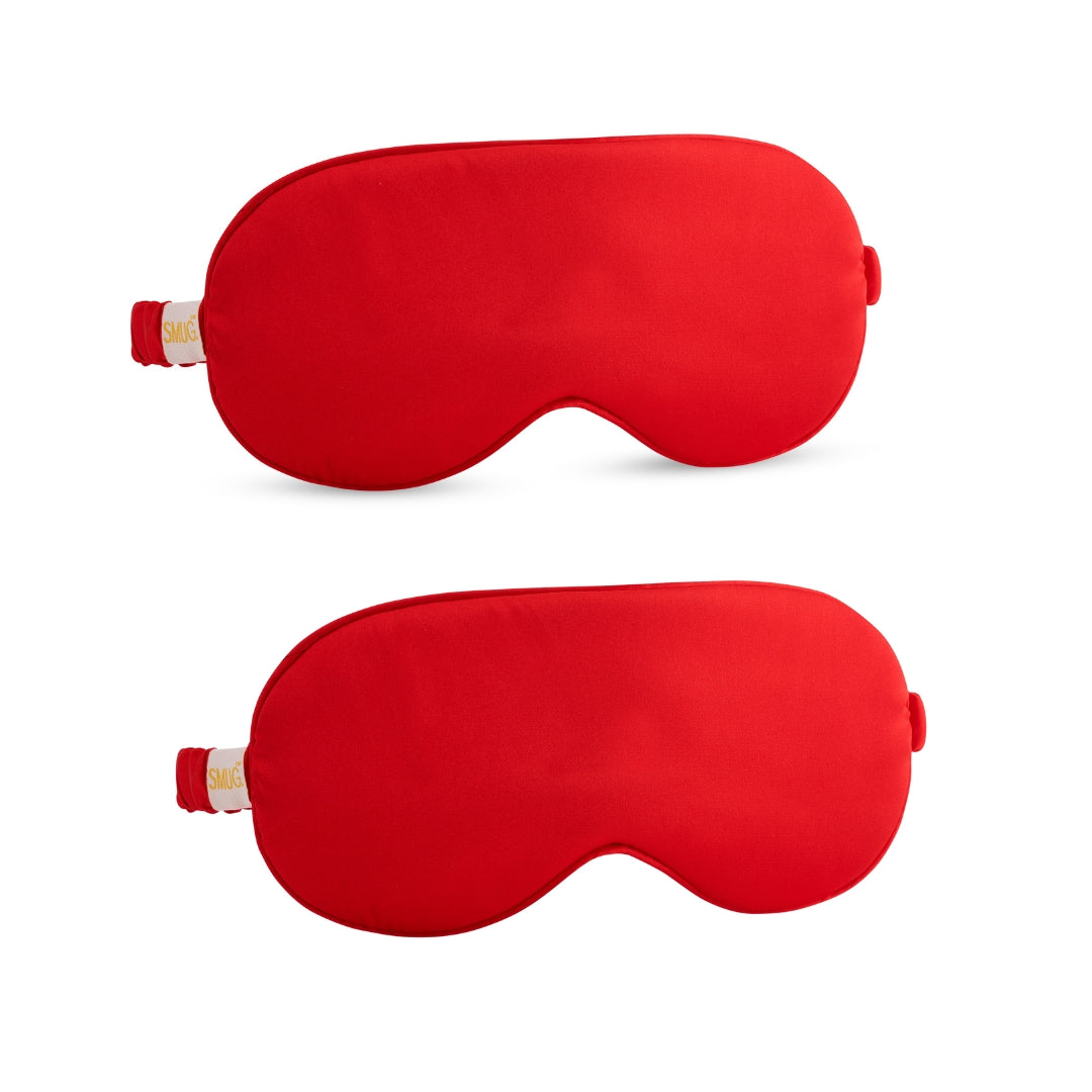 Satin Sleep Mask Twin Pack Sets - Various Designs Red - Satin Sleep Mask Set