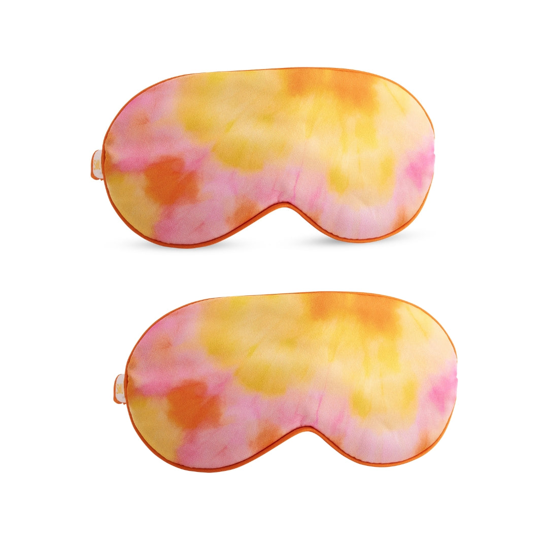 Satin Sleep Mask Twin Pack Sets - Various Designs Orange Tye Dye - Satin Sleep Mask Set