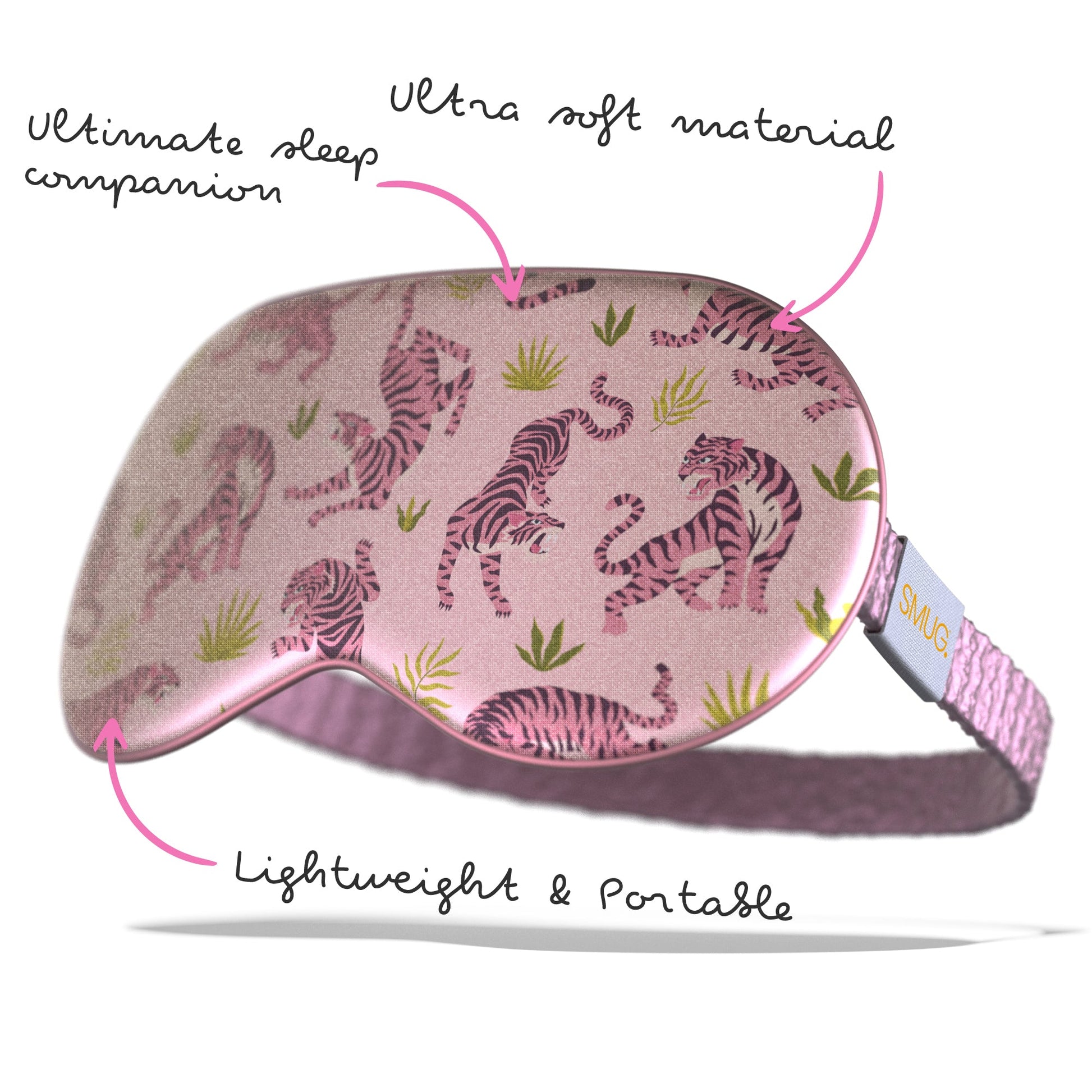 Satin Sleep Mask with Trendy Tiger Print - Satin Sleep Mask