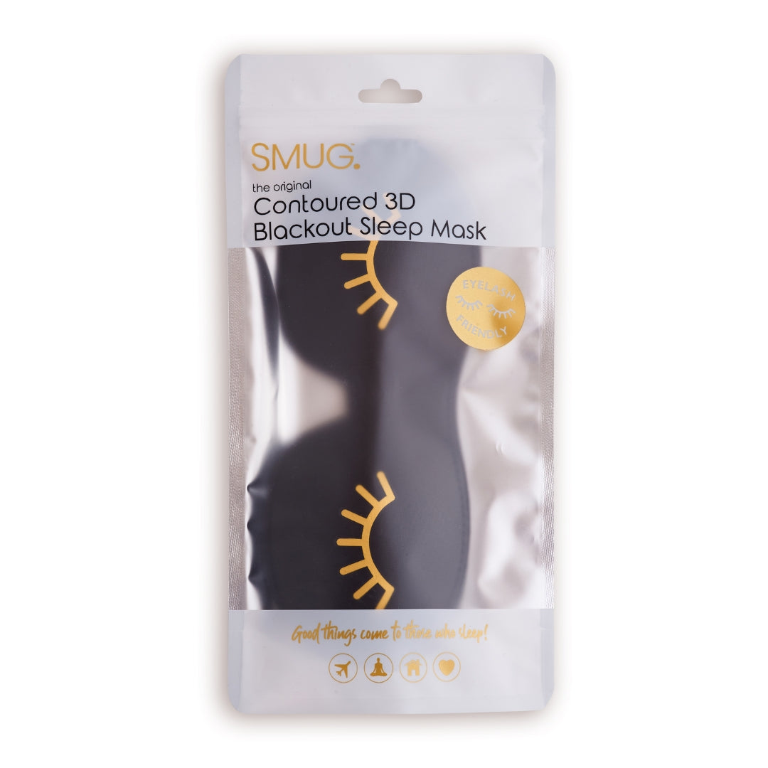 Contoured 3D Blackout Sleep Mask - Wink Print, Black - Contoured Sleep Mask