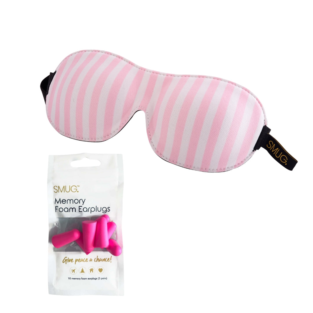 Contoured 3D Blackout Sleep Mask - Candy Shop Print Sleep Mask & Pink Earplugs - Contoured Sleep Mask
