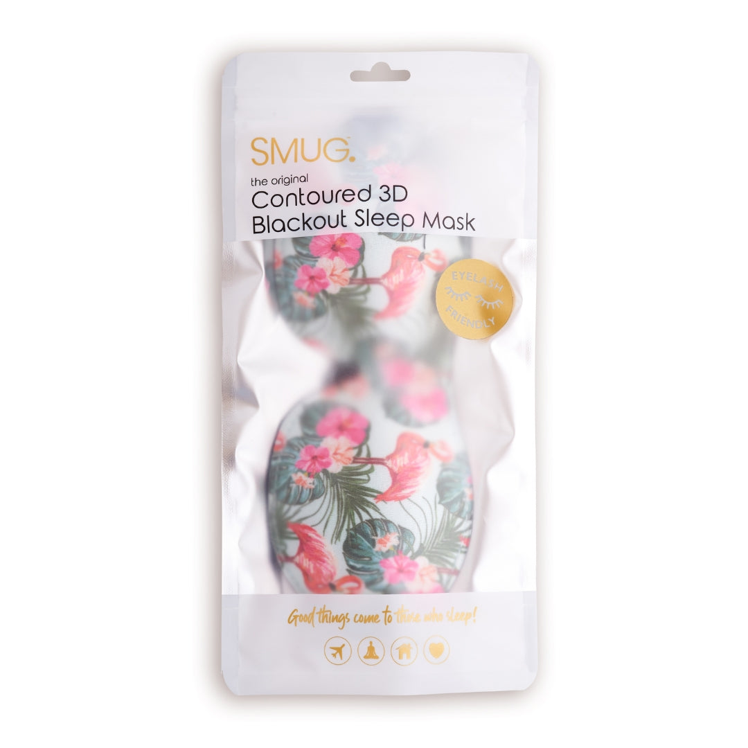 Contoured 3D Blackout Sleep Mask - Flamingo Print - Contoured Sleep Mask
