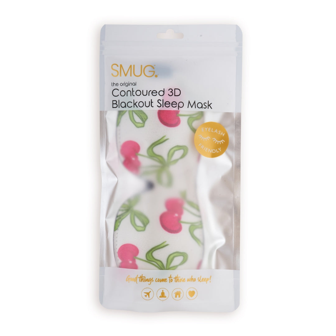 Contoured 3D Blackout Sleep Mask, White Cherries - Contoured Sleep Mask
