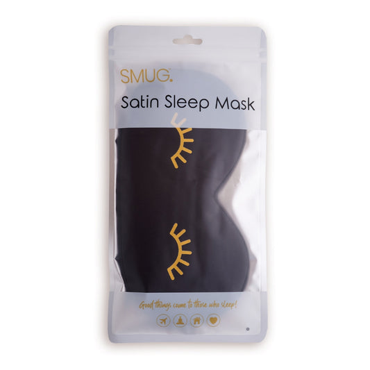 Satin Sleep Mask - Wink Print, Black - Satin Sleep Mask