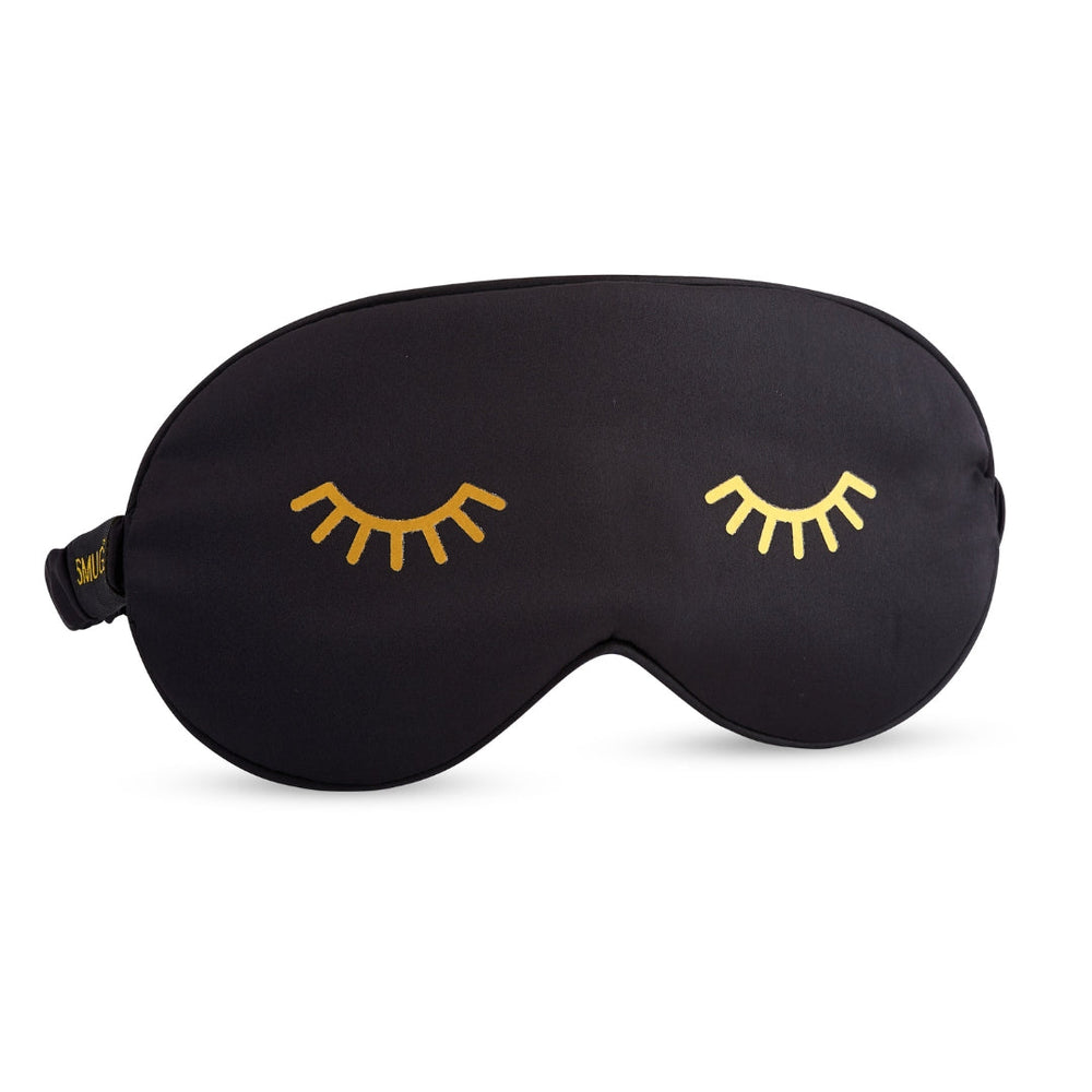 Masque de sommeil en satin - Imprimé clin d'œil, noir