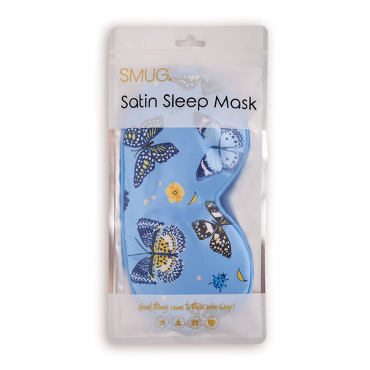 Satin Sleep Mask - Butterflies Print - Satin Sleep Mask