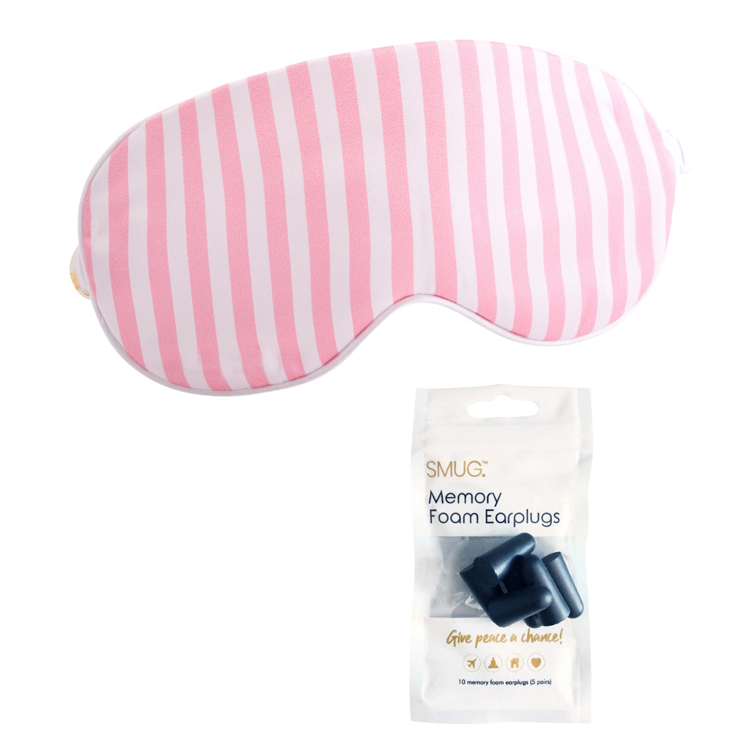 Satin Sleep Mask - Candy Shop Print Sleep Mask & Black Earplugs - Satin Sleep Mask