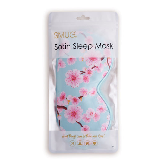 Satin Sleep Mask - Cherry Blossom Print - Satin Sleep Mask