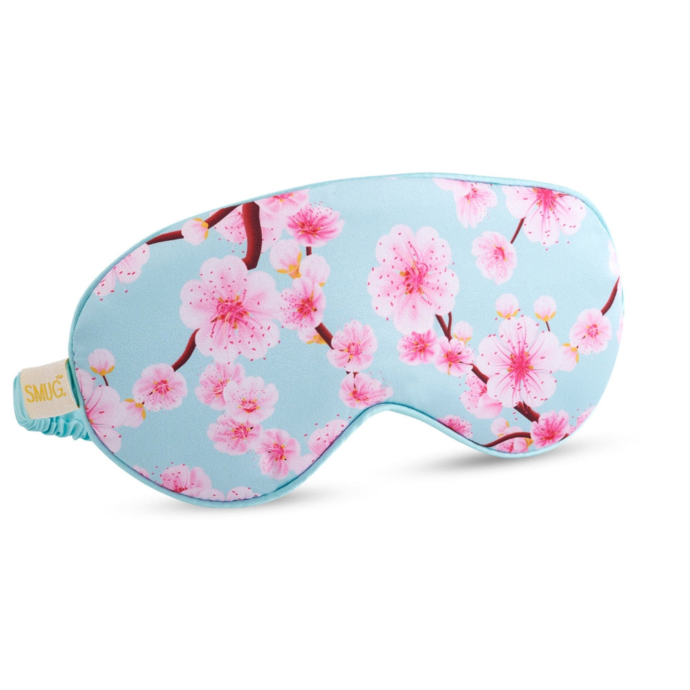 Máscara de dormir em cetim - estampado de flor de cerejeira