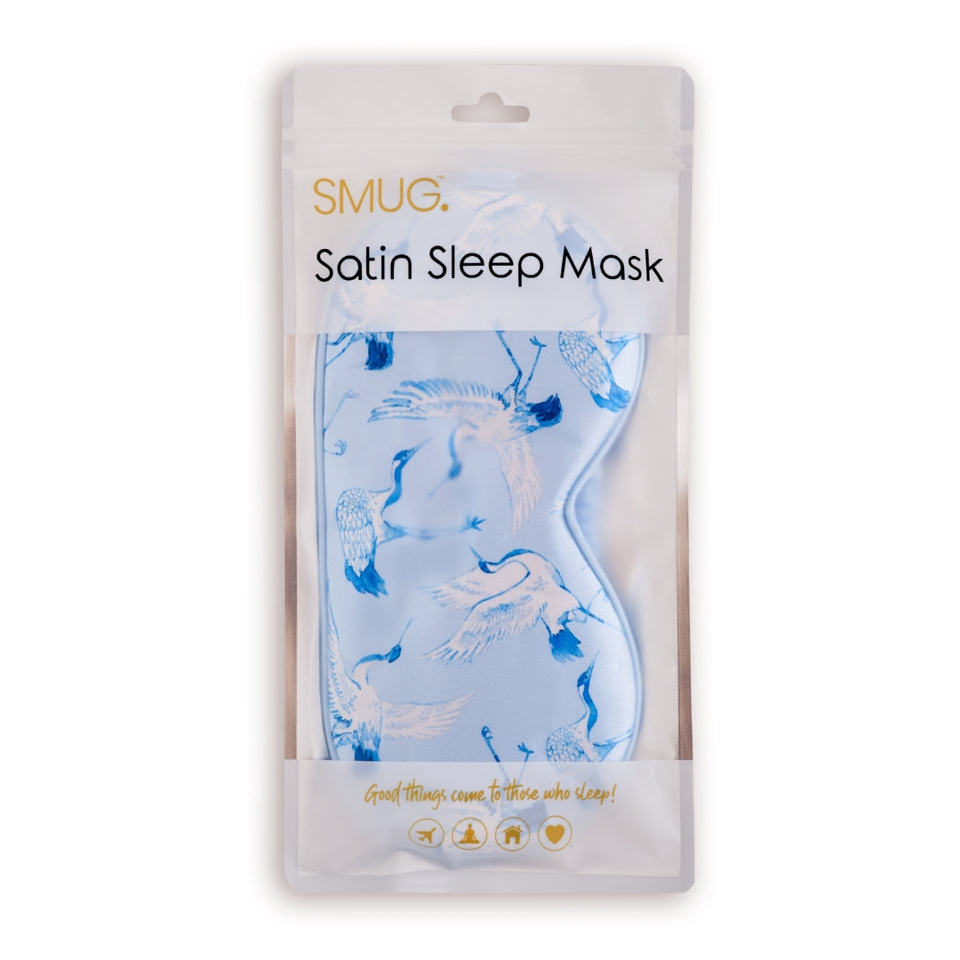 Satin Sleep Mask - Cranes Print - Satin Sleep Mask