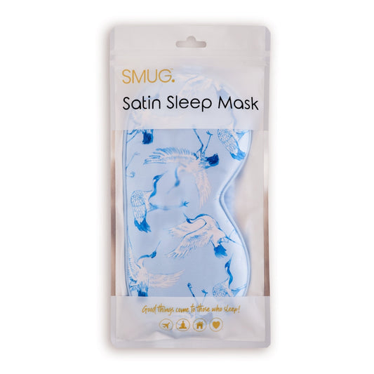Satin Sleep Mask - Cranes Print - Satin Sleep Mask