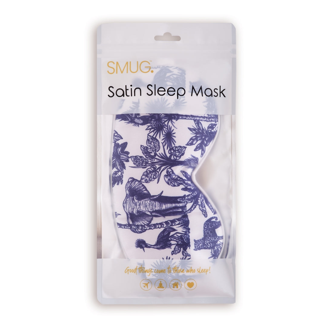 Satin Sleep Mask - Elephant Print - Satin Sleep Mask