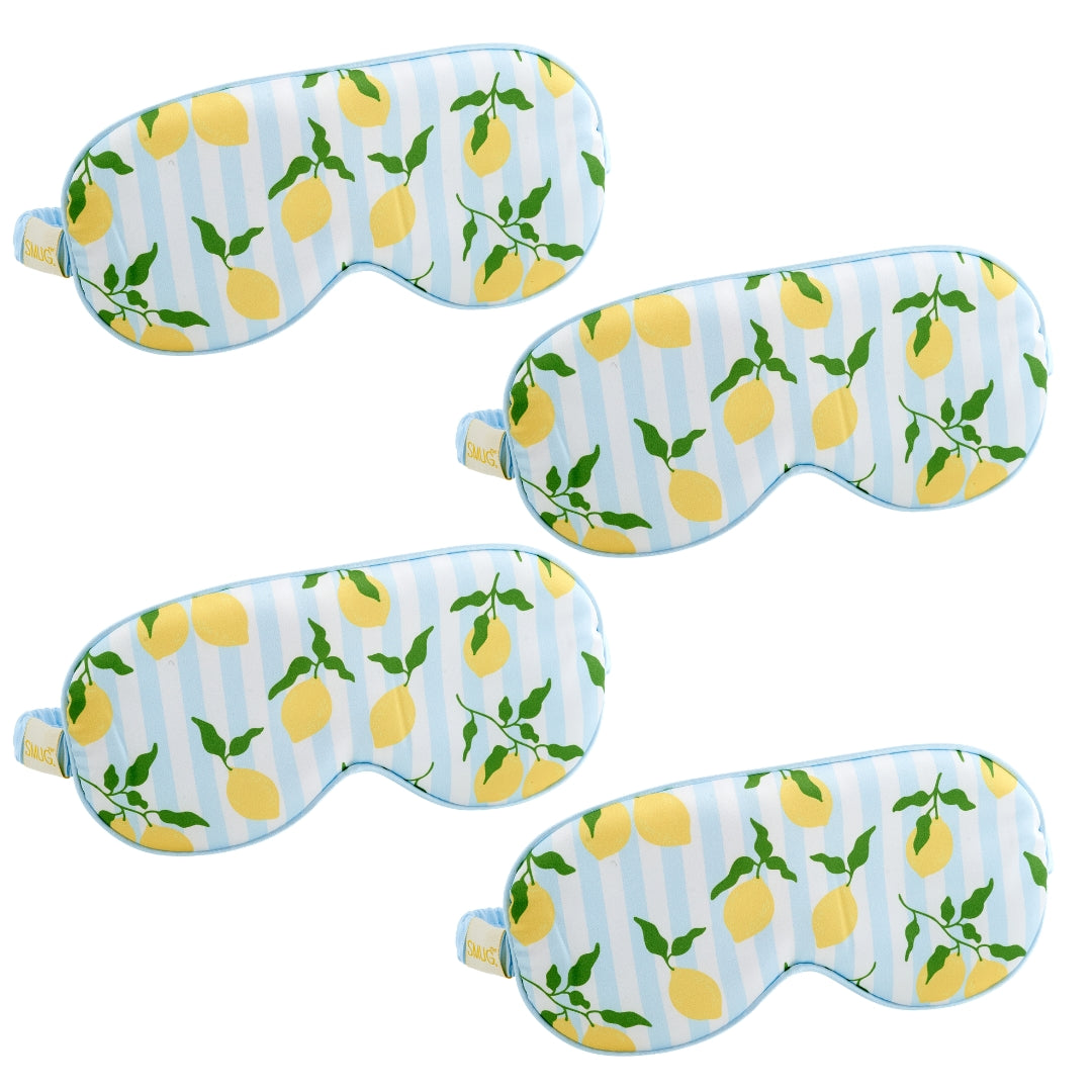 Satin Sleep Mask Multipack Sets - Various Designs Lemon Stripe - Satin Sleep Mask Set