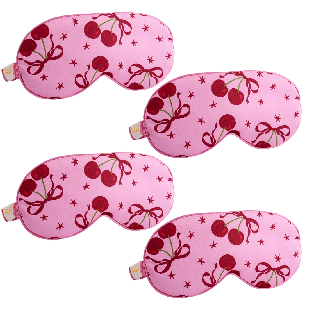Satin Sleep Mask Multipack Sets - Various Designs Pink Cherries - Satin Sleep Mask Set