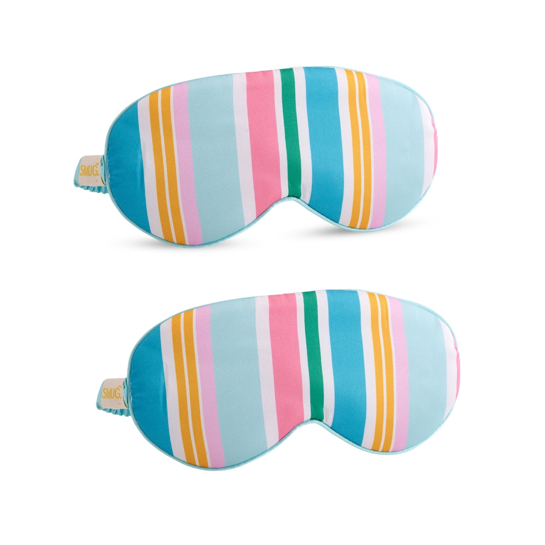 Satin Sleep Mask Twin Pack Sets - Various Designs Bold Spring Stripe - Satin Sleep Mask Set