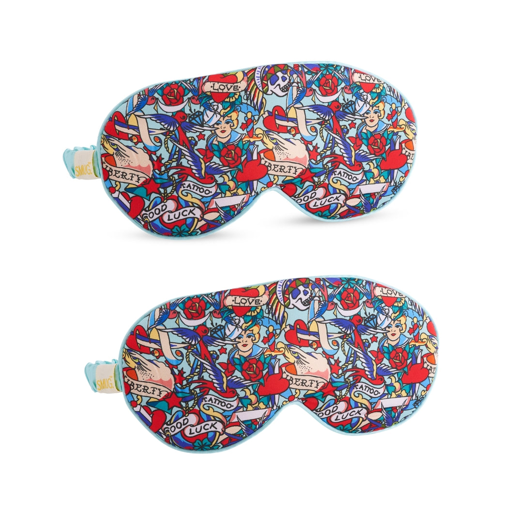 Satin Sleep Mask Twin Pack Sets - Various Designs Tattoo - Satin Sleep Mask Set