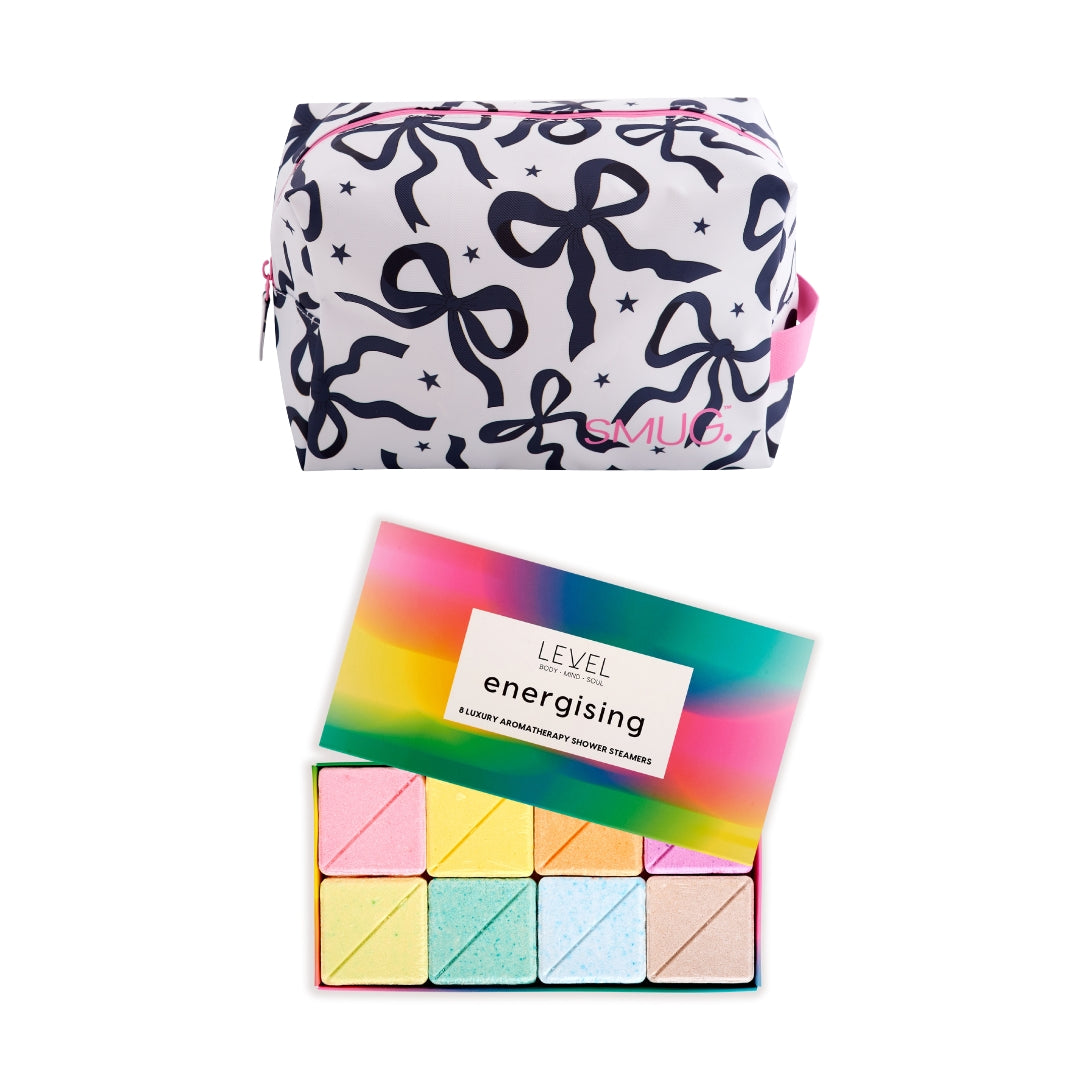 SMUG Wake-Up Wash Bag Set with Energising Bath Blocks Bows - Wake Up Wash Bag Set
