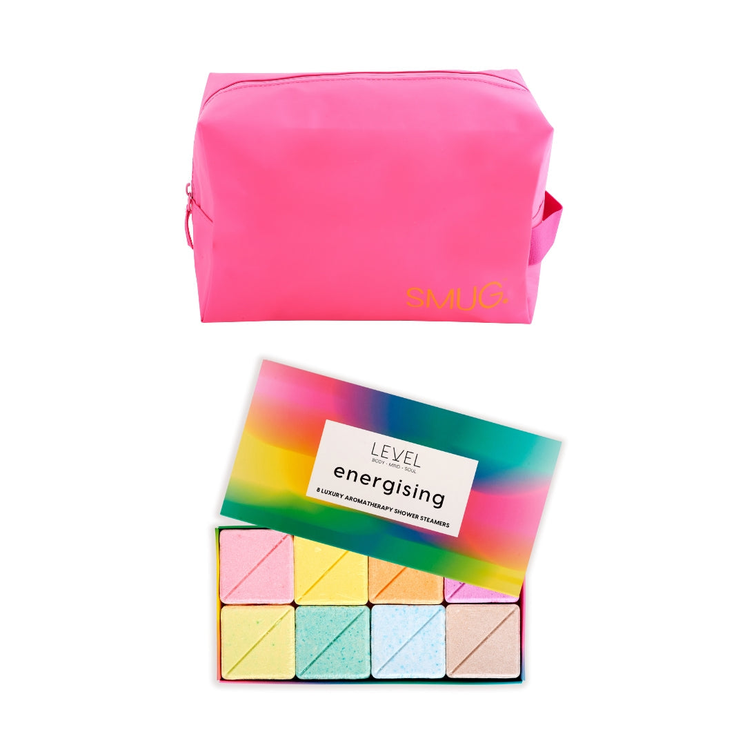 SMUG Wake-Up Wash Bag Set with Energising Bath Blocks Pink - Wake Up Wash Bag Set