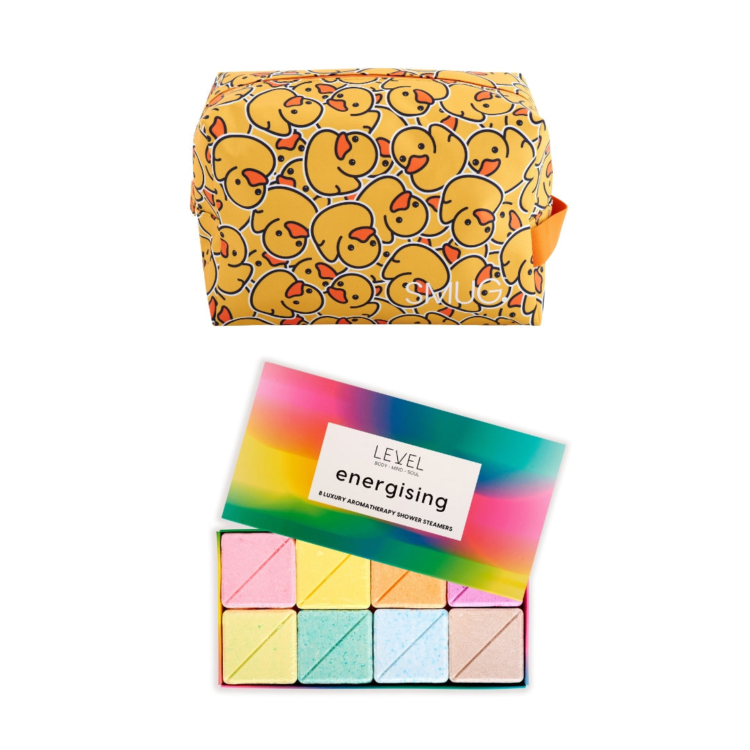 SMUG Wake-Up Wash Bag Set with Energising Bath Blocks Duck - Wake Up Wash Bag Set
