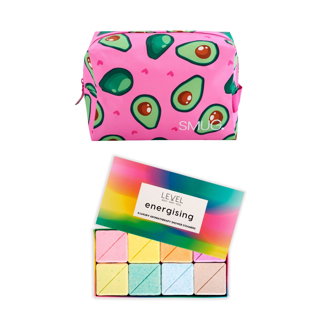 SMUG Wake-Up Wash Bag Set with Energising Bath Blocks Avocado - Wake Up Wash Bag Set