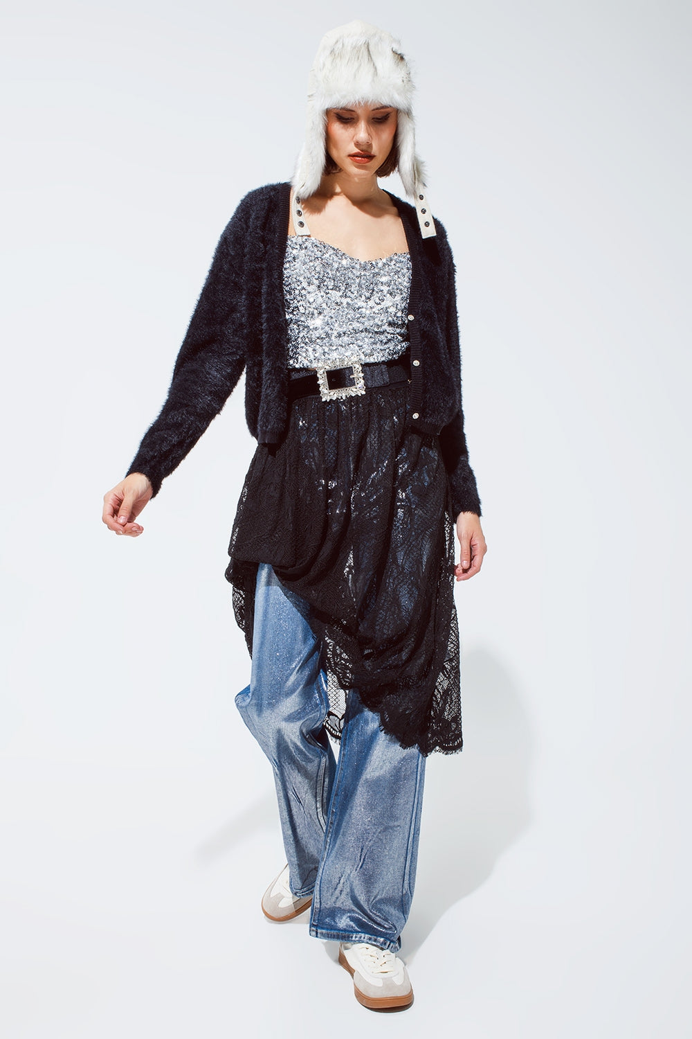 Soft cardigan with deep V neck and gold buttons - Cardigans