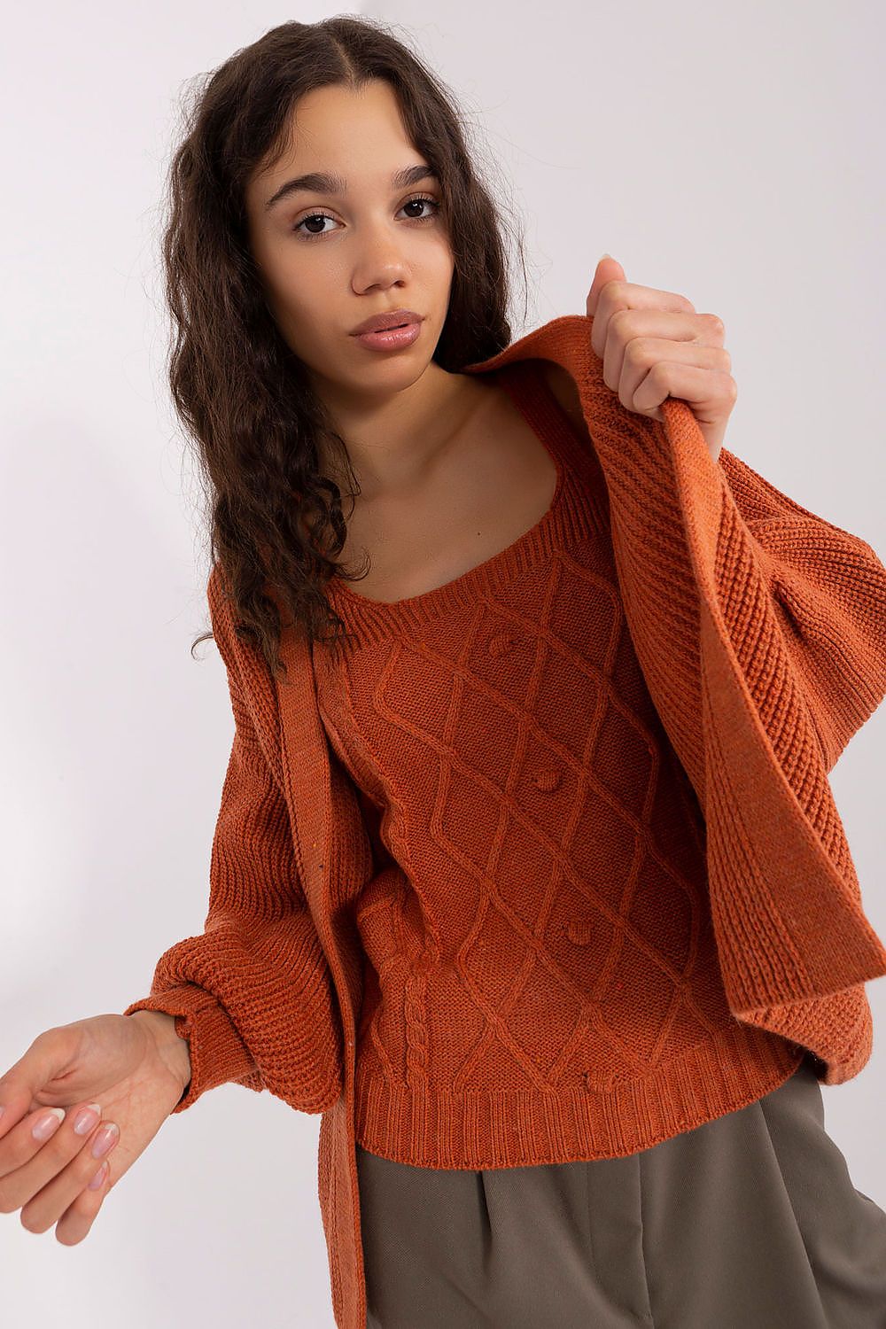 Badu Soft Classic Cardigan Jumper Balloon Sleeves orange one-size-fits-all -