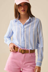 Soft fabric striped shirt in blue and white