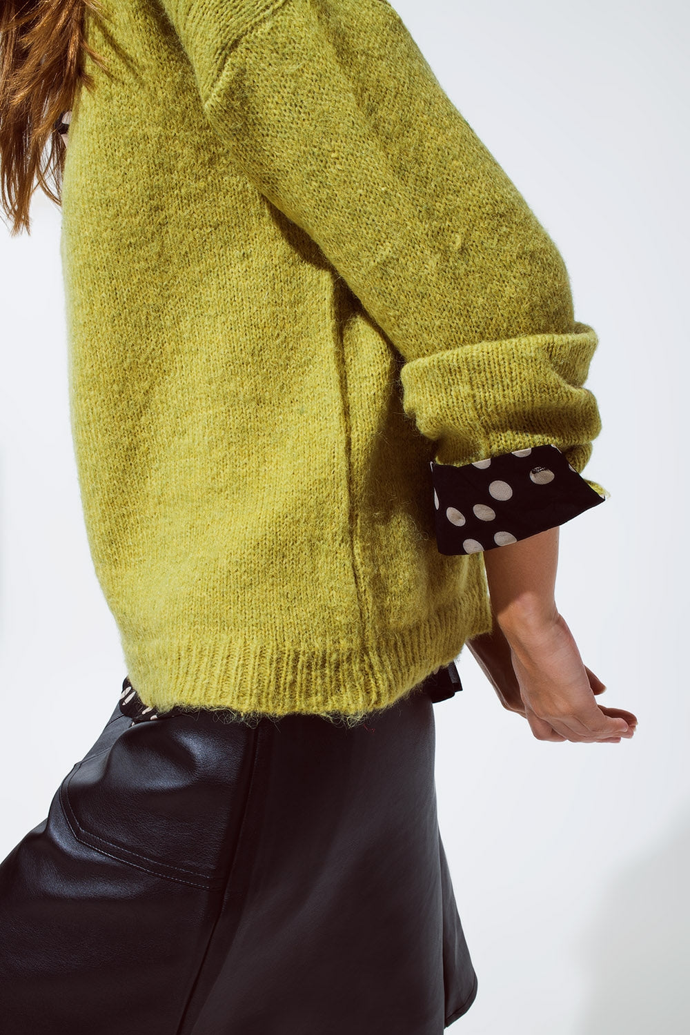 Soft green jumper with V Neck - Jumpers