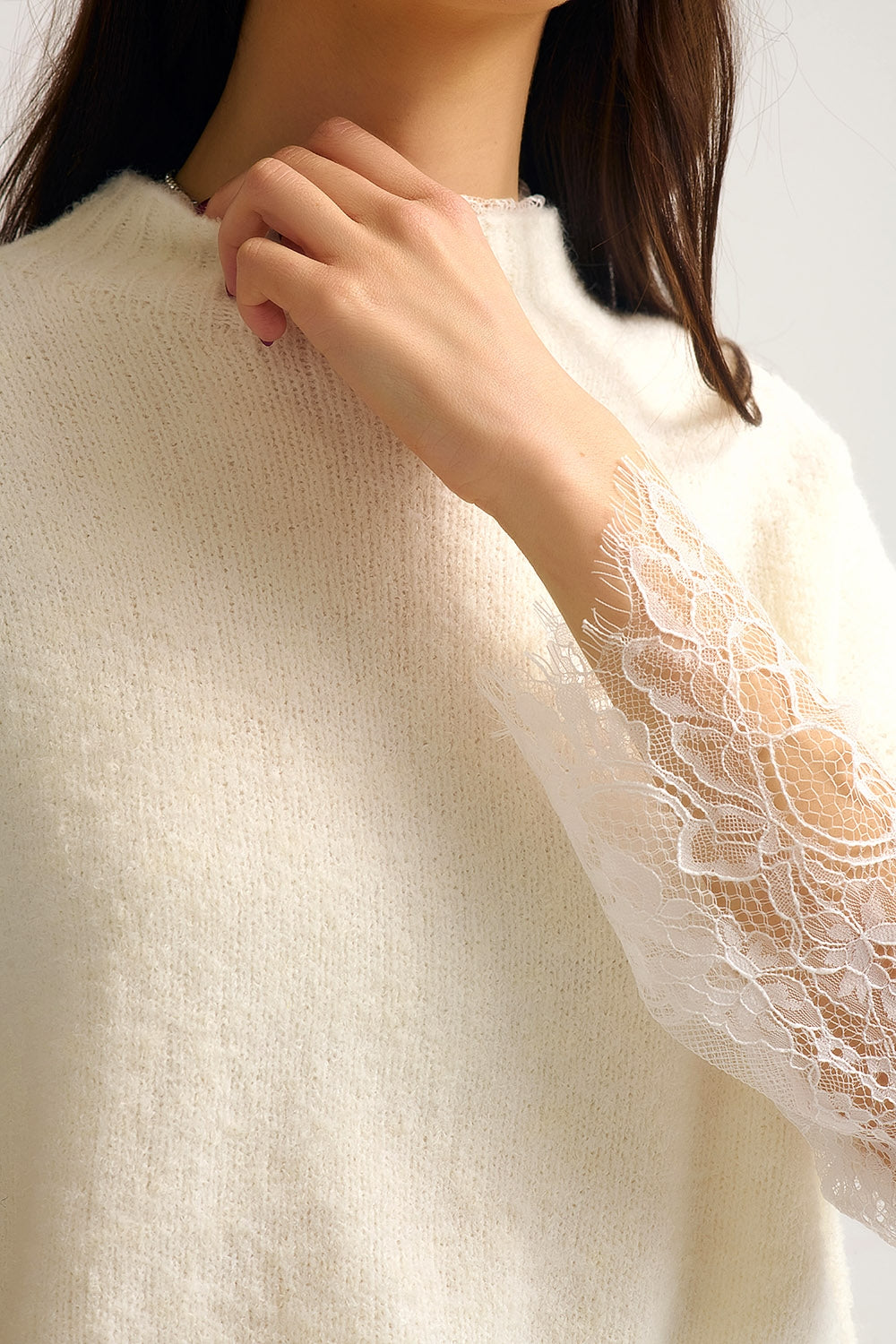 Soft Knit Sleeveless sweater with lace lining - Sweaters