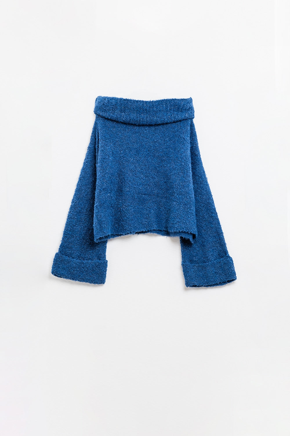 soft knitted high neck sweater in blue color - Jumpers