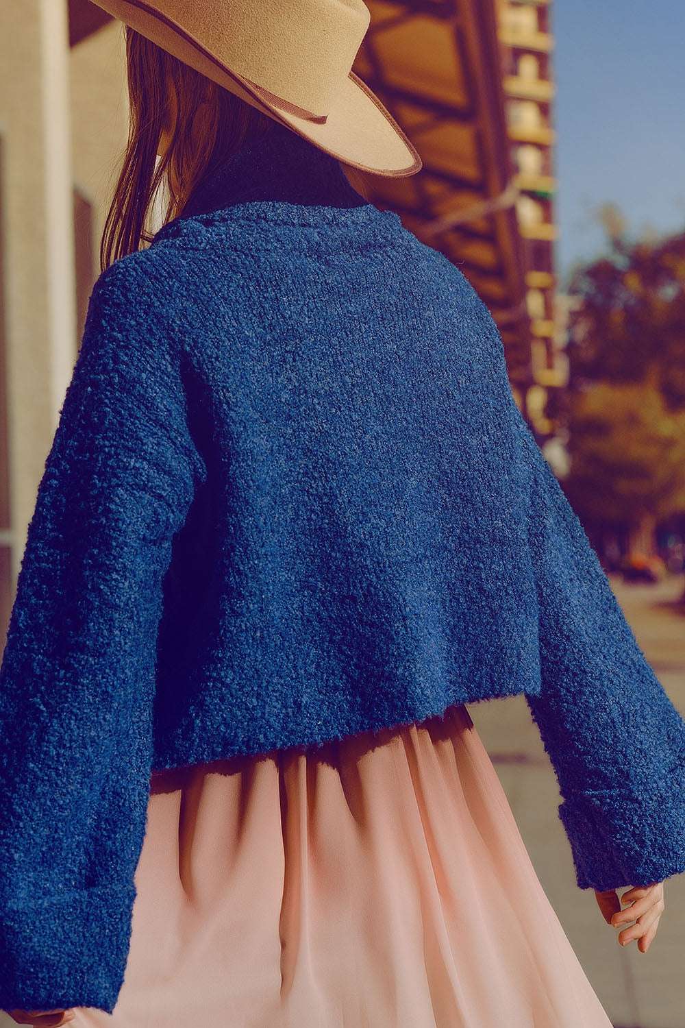 soft knitted high neck sweater in blue color - Jumpers