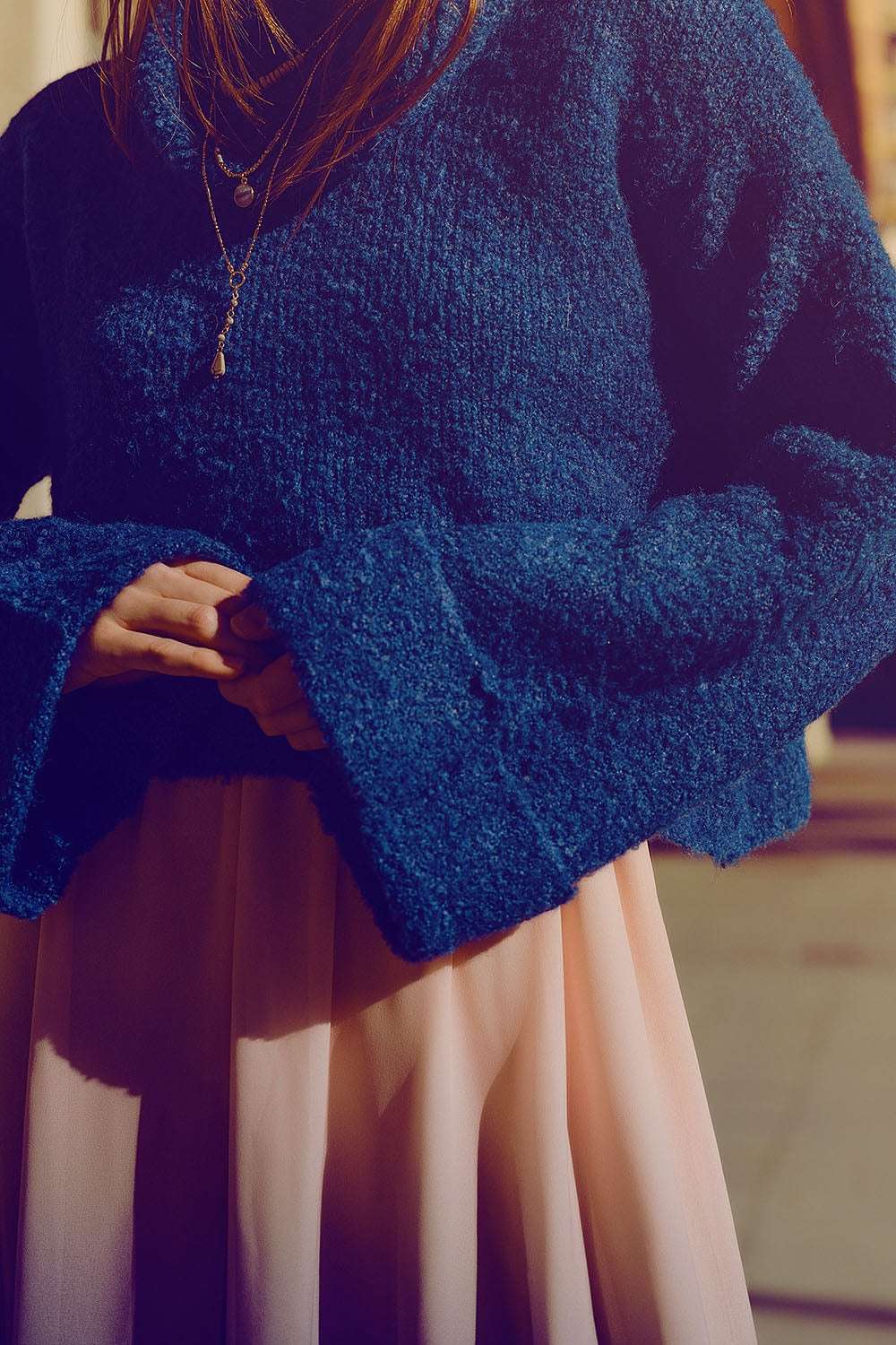 soft knitted high neck sweater in blue color - Jumpers