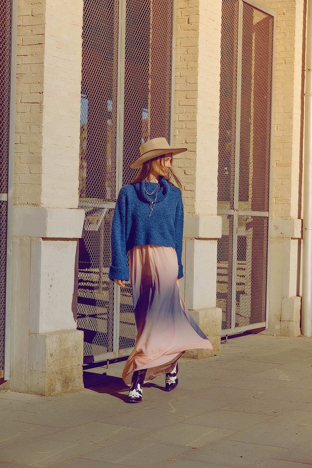 soft knitted high neck sweater in blue color - Jumpers