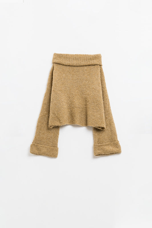 soft knitted high neck sweater in camel color - Jumpers