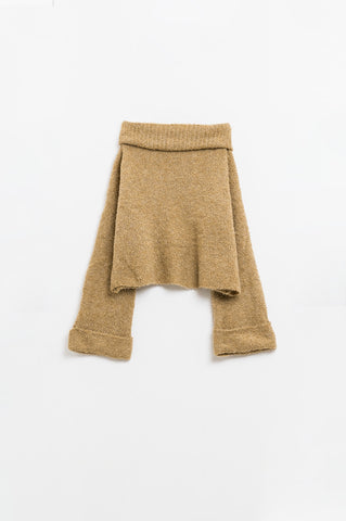 soft knitted high neck sweater in camel color